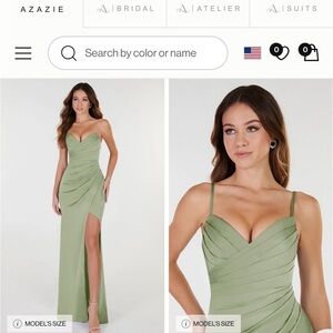 Azazie Sage Green Maxi Dress